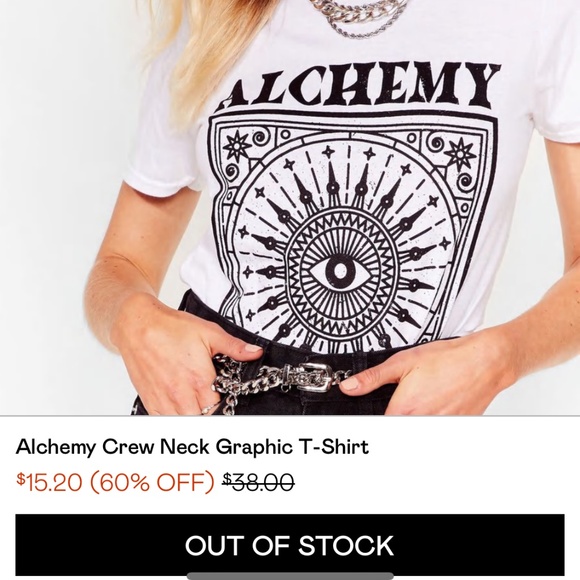 NWT Nasty Gal “Alchemy” oversized graphic print tee black & white Sz S - Picture 9 of 9